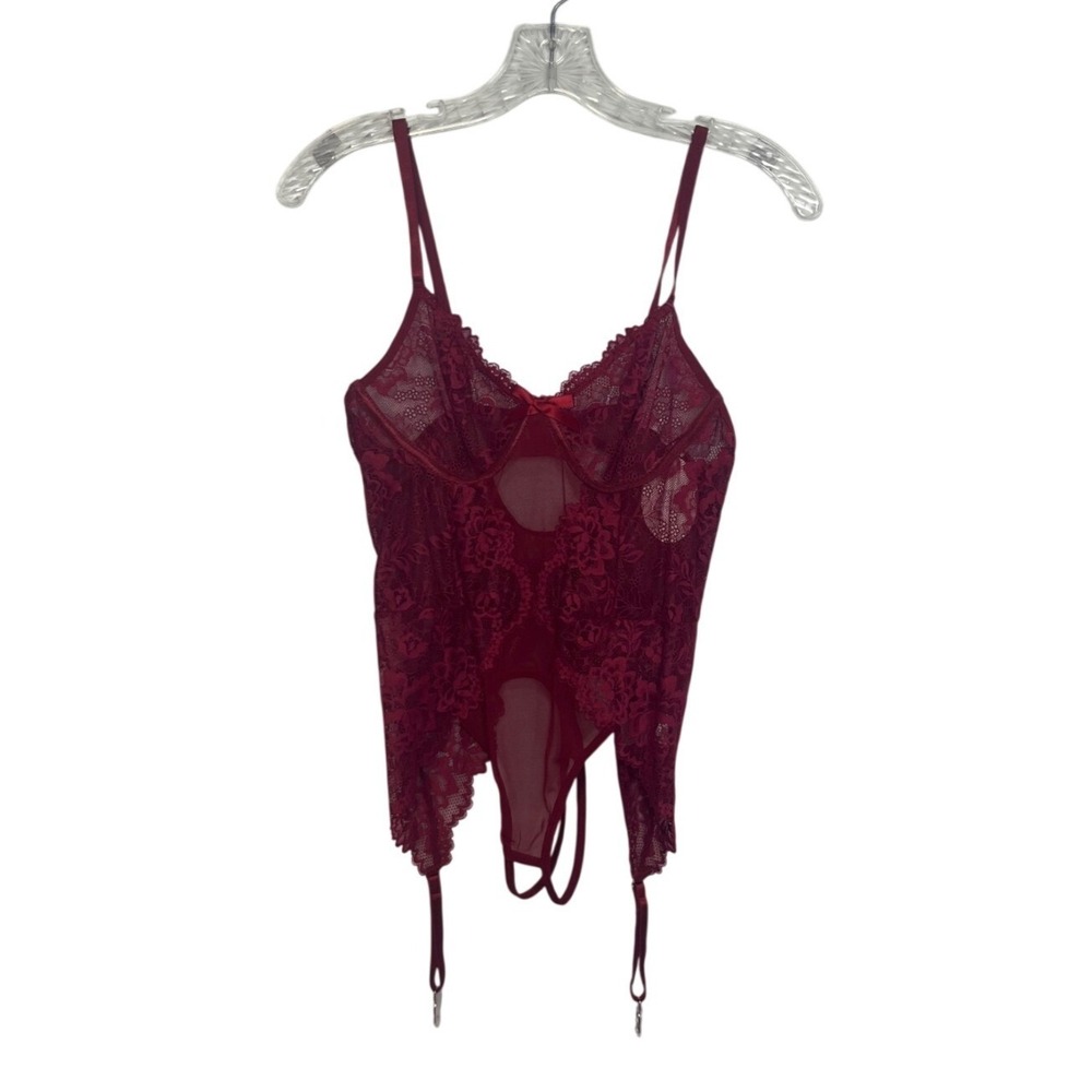 Avidlove Lace Teddy Lingerie Adjustable Straps Garters Small Red New